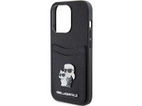 Funda Karl Lagerfeld Saffiano Cardslot Karl&Choupette con pin metálico para iPhone 15 Pro - negra Funda Karl Lagerfeld Saffiano Cardslot Karl&Choupette con pin metálico para iPhone 15 Pro - negra