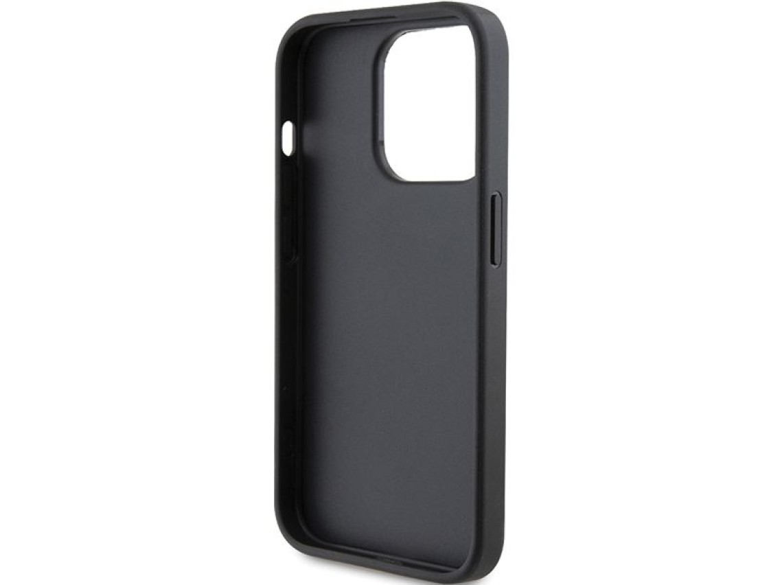 Funda Karl Lagerfeld Saffiano Cardslot Karl&Choupette con pin metálico para iPhone 15 Pro - negra