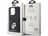 Funda Karl Lagerfeld Saffiano Cardslot Karl&Choupette con pin metálico para iPhone 15 Pro - negra Funda Karl Lagerfeld Saffiano Cardslot Karl&Choupette con pin metálico para iPhone 15 Pro - negra