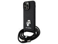 Capa Karl Lagerfeld KLHCP14XSAKCPSK para iPhone 14 Pro Max 6.7" - preta, modelo transversal, em meta
