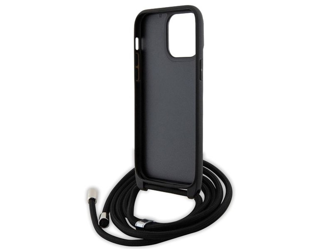Capa Karl Lagerfeld KLHCP14XSAKCPSK para iPhone 14 Pro Max 6.7" - preta, modelo transversal, em meta
