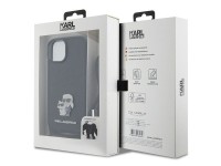 Bolsa transversal Karl Lagerfeld em metal Saffiano com broche Karl & Choupette, capa para iPhone 15 Bolsa transversal Karl Lagerfeld em metal Saffiano com broche Karl & Choupette, capa para iPhone 15