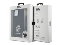 Bolsa transversal Karl Lagerfeld em metal Saffiano com broche Karl & Choupette, capa para iPhone 15 Bolsa transversal Karl Lagerfeld em metal Saffiano com broche Karl & Choupette, capa para iPhone 15