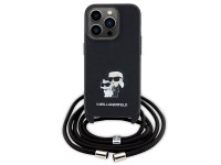 Bolsa transversal Karl Lagerfeld em metal Saffiano com broche Karl & Choupette para iPhone 15 Pro - Bolsa transversal Karl Lagerfeld em metal Saffiano com broche Karl & Choupette para iPhone 15 Pro -