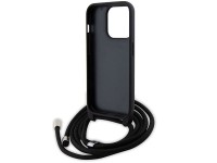 Bolsa transversal Karl Lagerfeld em metal Saffiano com broche Karl & Choupette para iPhone 15 Pro - Bolsa transversal Karl Lagerfeld em metal Saffiano com broche Karl & Choupette para iPhone 15 Pro -