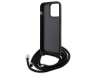Karl Lagerfeld Crossbody Saffiano Metal Pin Karl & Choupette Case for iPhone 15 Pro Max - Black