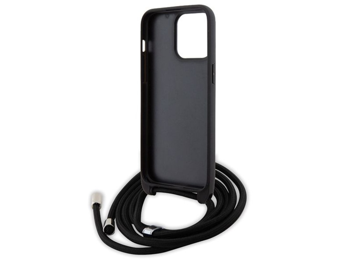 Karl Lagerfeld Crossbody Saffiano Metal Pin Karl & Choupette Case for iPhone 15 Pro Max - Black