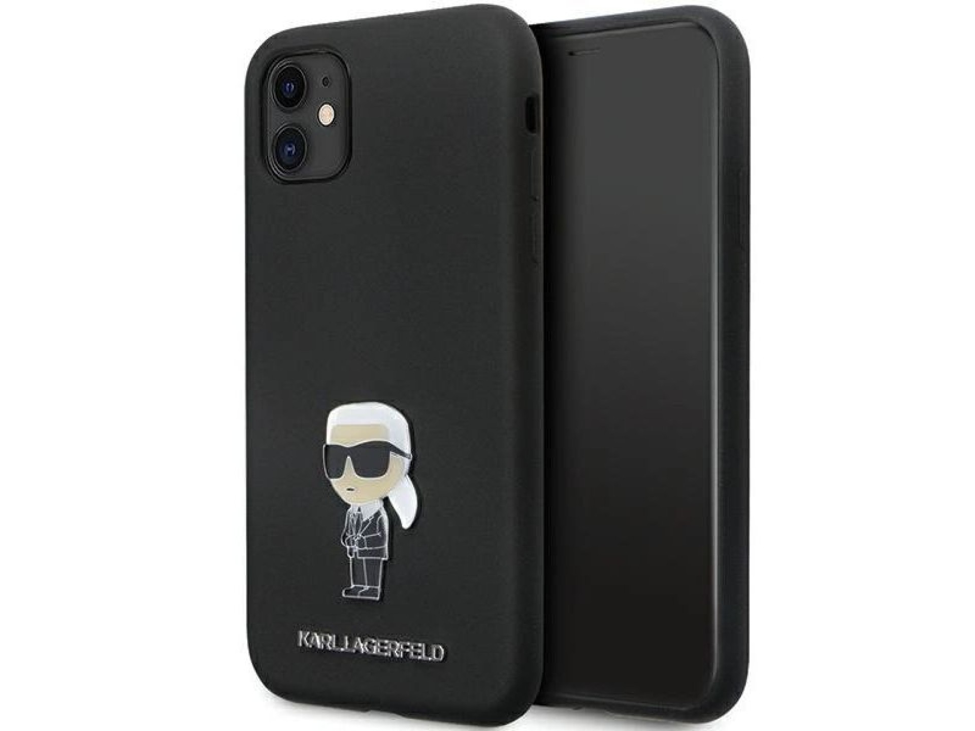 Karl Lagerfeld KLHCN61SMHKNPK case for iPhone 11 / Xr - black Silicone Ikonik Metal Pin