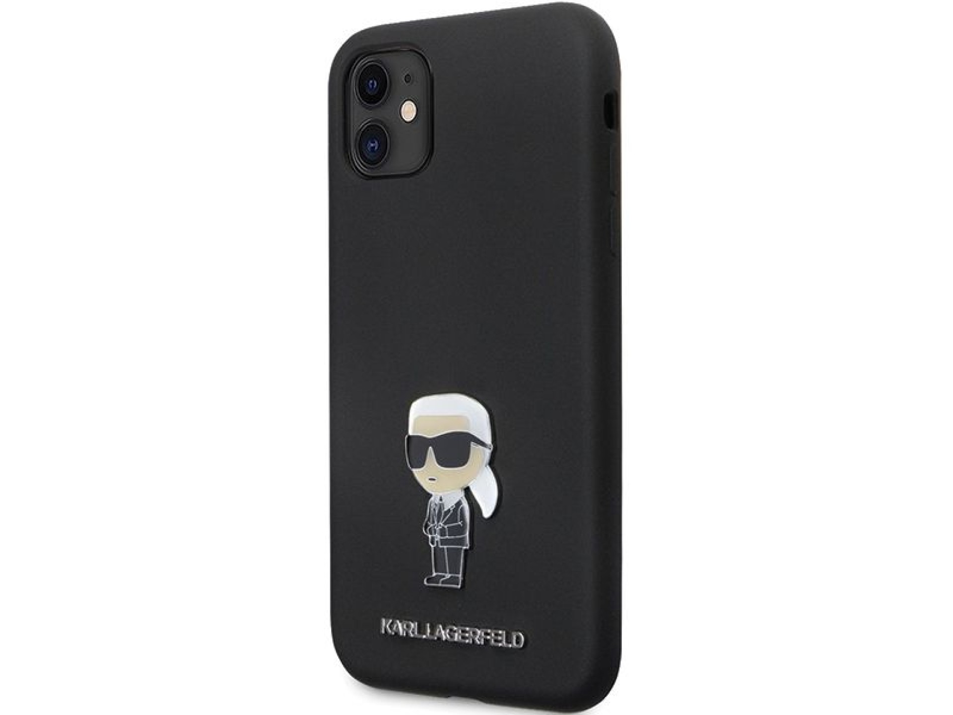 Karl Lagerfeld KLHCN61SMHKNPK case for iPhone 11 / Xr - black Silicone Ikonik Metal Pin