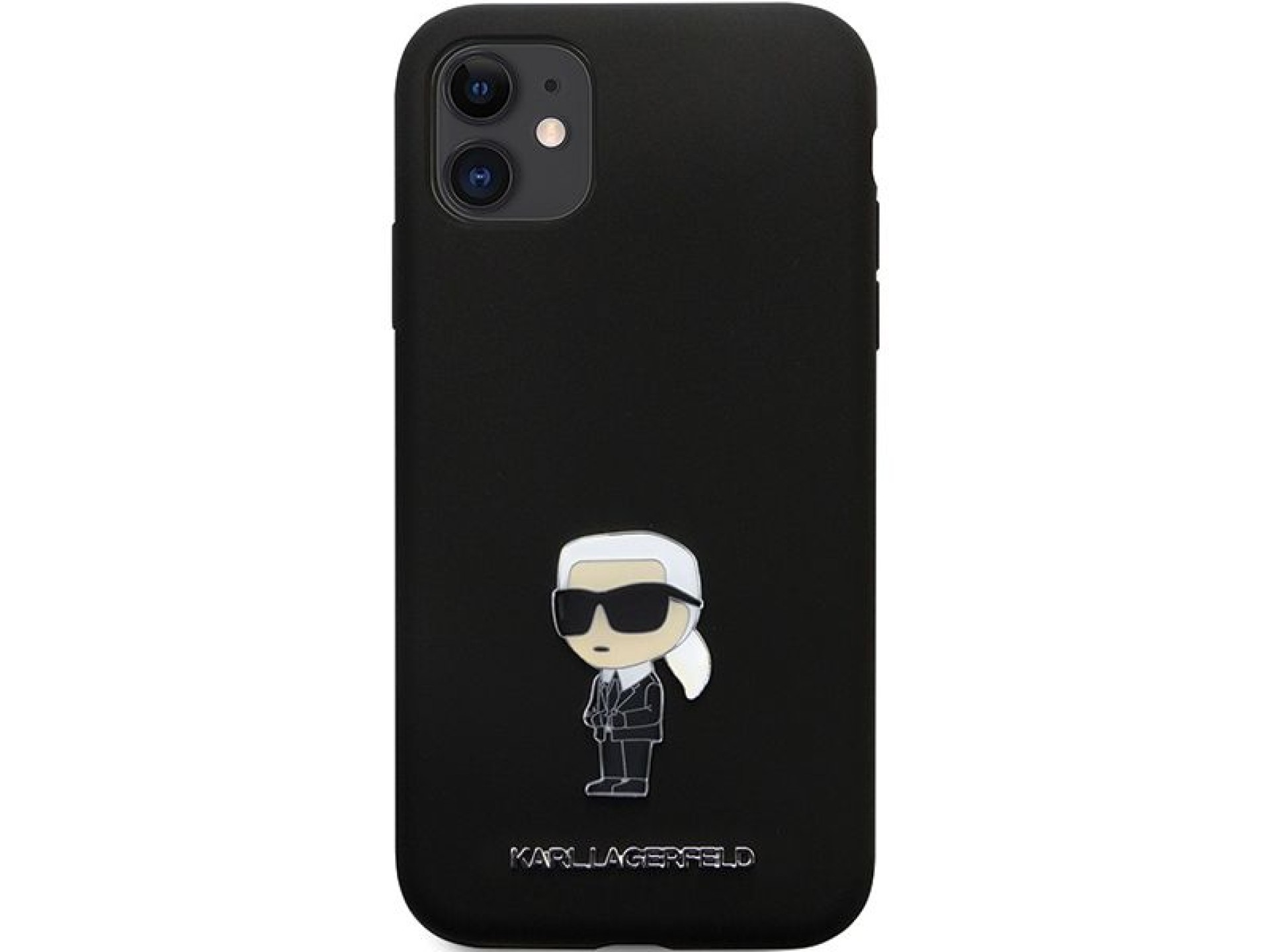 Karl Lagerfeld KLHCN61SMHKNPK case for iPhone 11 / Xr - black Silicone Ikonik Metal Pin