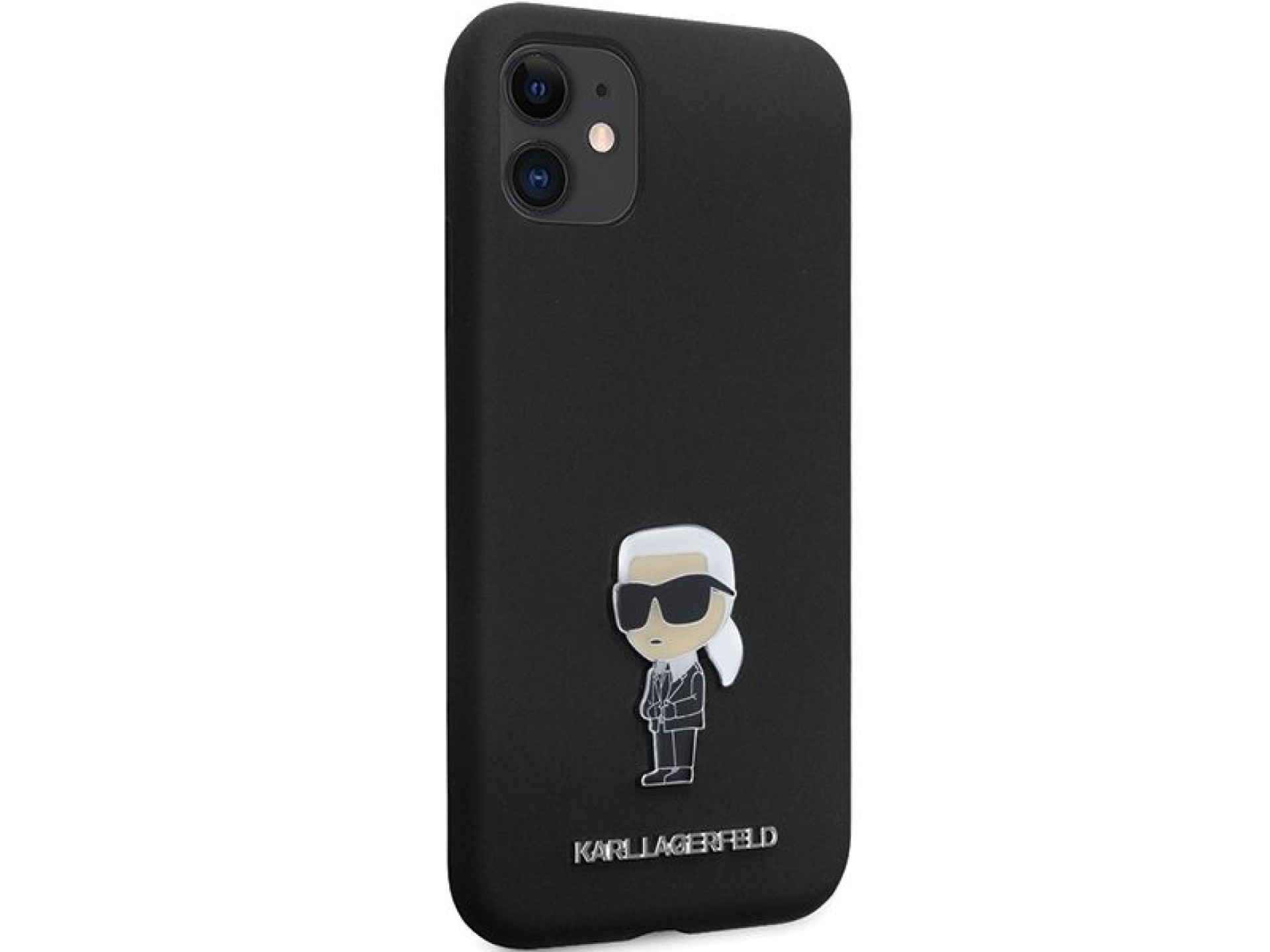 Karl Lagerfeld KLHCN61SMHKNPK case for iPhone 11 / Xr - black Silicone Ikonik Metal Pin