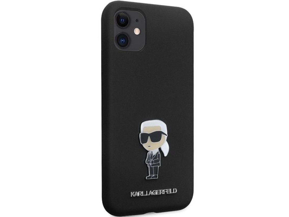 Karl Lagerfeld KLHCN61SMHKNPK case for iPhone 11 / Xr - black Silicone Ikonik Metal Pin