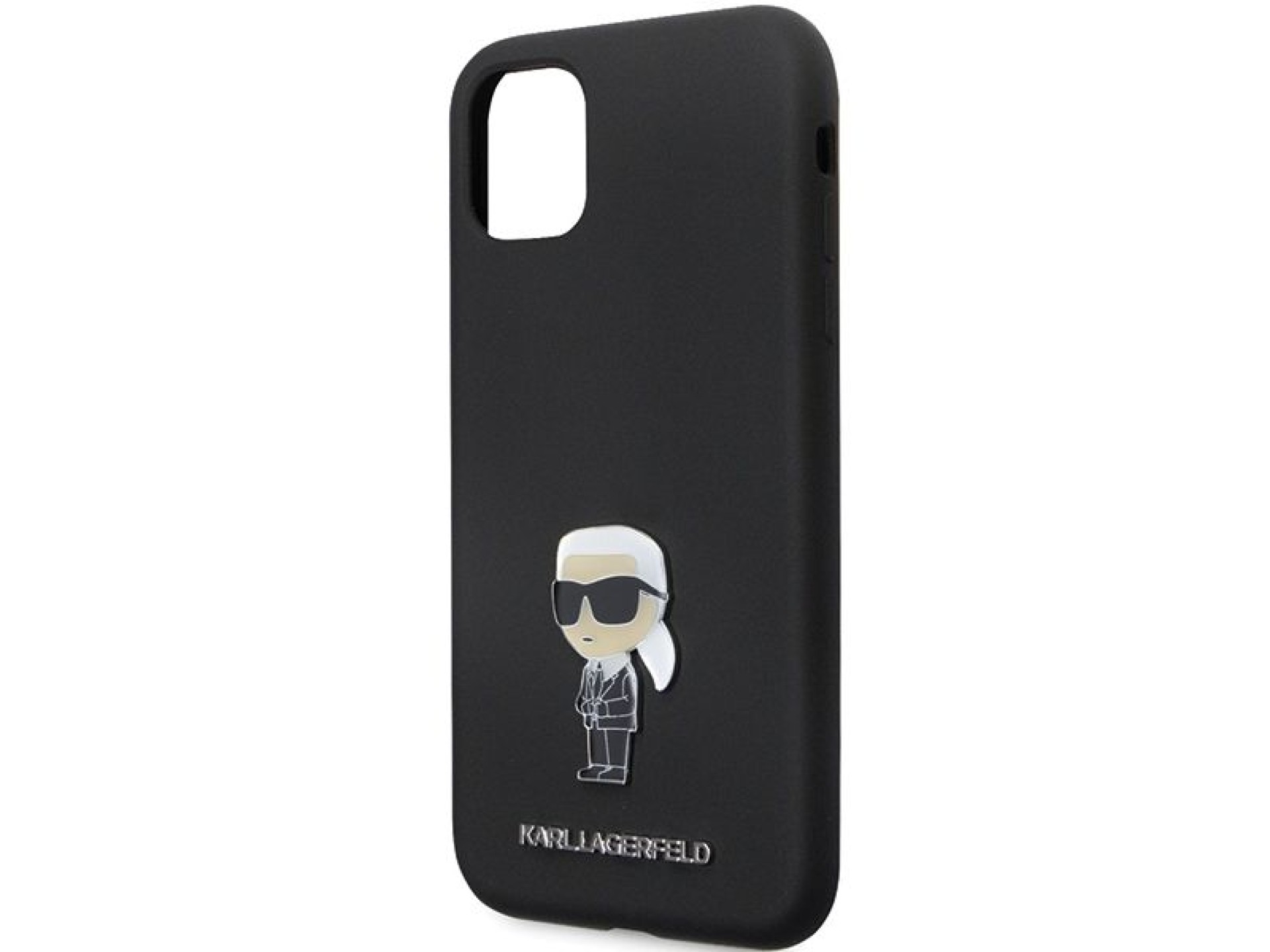 Karl Lagerfeld KLHCN61SMHKNPK case for iPhone 11 / Xr - black Silicone Ikonik Metal Pin