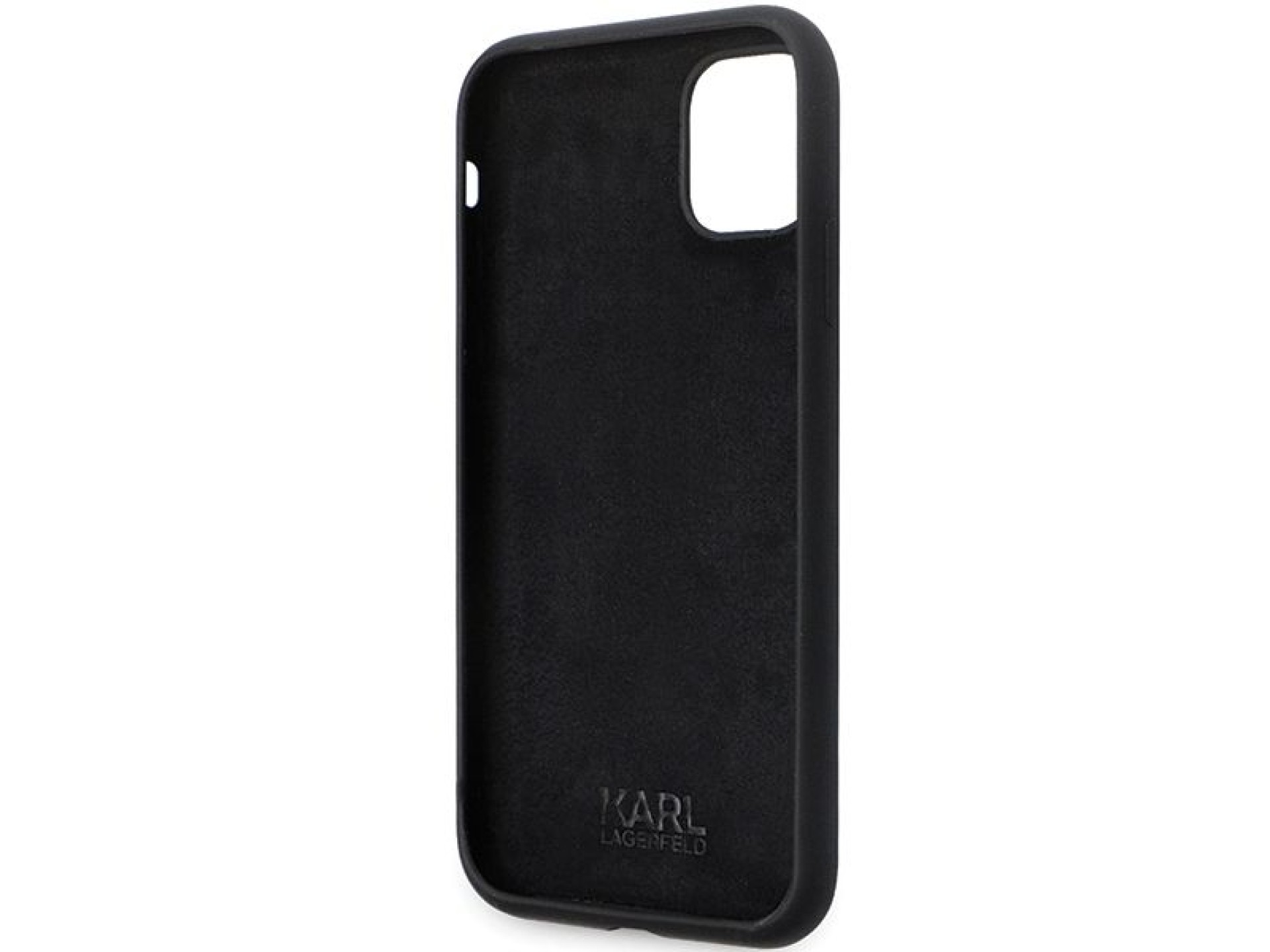 Karl Lagerfeld KLHCN61SMHKNPK case for iPhone 11 / Xr - black Silicone Ikonik Metal Pin