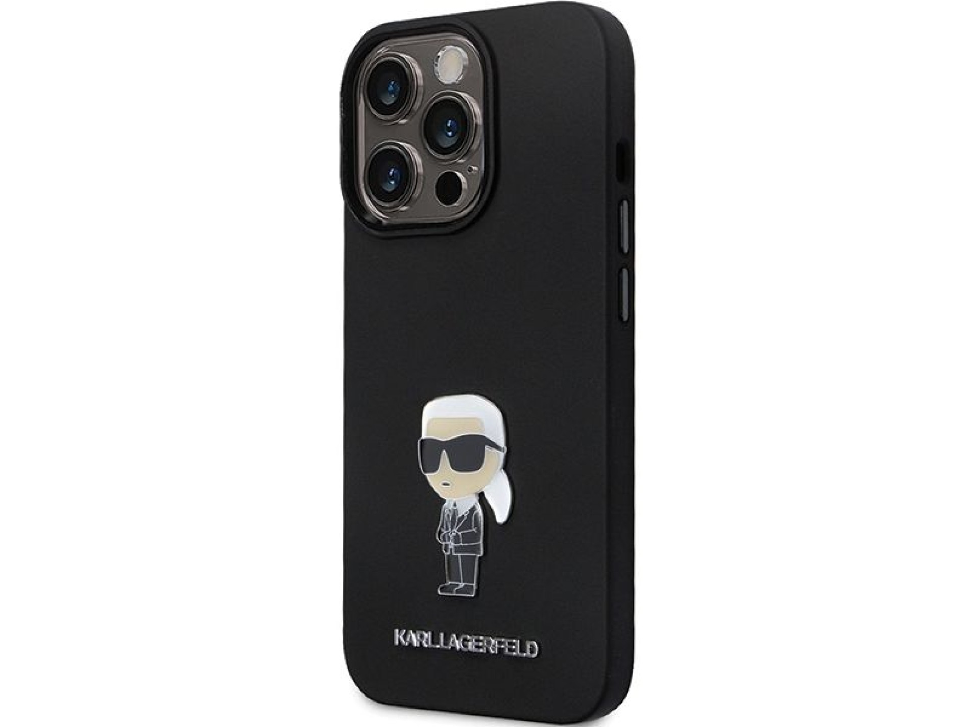 Capa Karl Lagerfeld KLHCP13LSMHKNPK para iPhone 13 Pro / 13 - Silicone Ikonik Preto com Pino Metálic