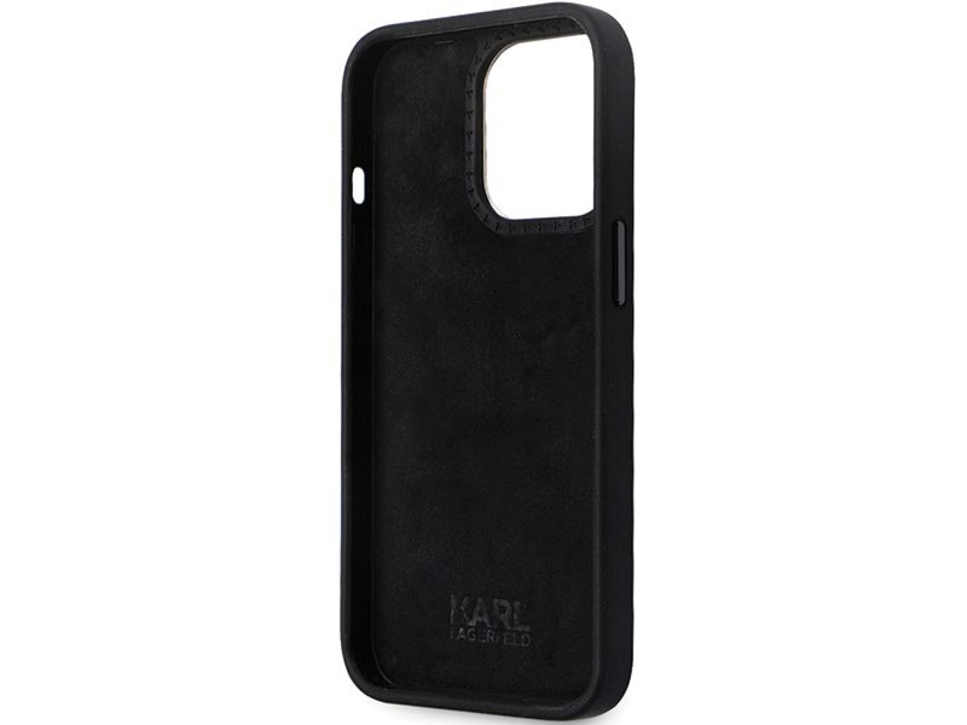 Capa Karl Lagerfeld KLHCP13LSMHKNPK para iPhone 13 Pro / 13 - Silicone Ikonik Preto com Pino Metálic