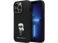 Karl Lagerfeld KLHCP14LSMHKNPK case for iPhone 14 Pro - black Silicone Ikonik Metal Pin Karl Lagerfeld KLHCP14LSMHKNPK case for iPhone 14 Pro - black Silicone Ikonik Metal Pin