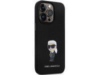 Karl Lagerfeld KLHCP14LSMHKNPK case for iPhone 14 Pro - black Silicone Ikonik Metal Pin Karl Lagerfeld KLHCP14LSMHKNPK case for iPhone 14 Pro - black Silicone Ikonik Metal Pin
