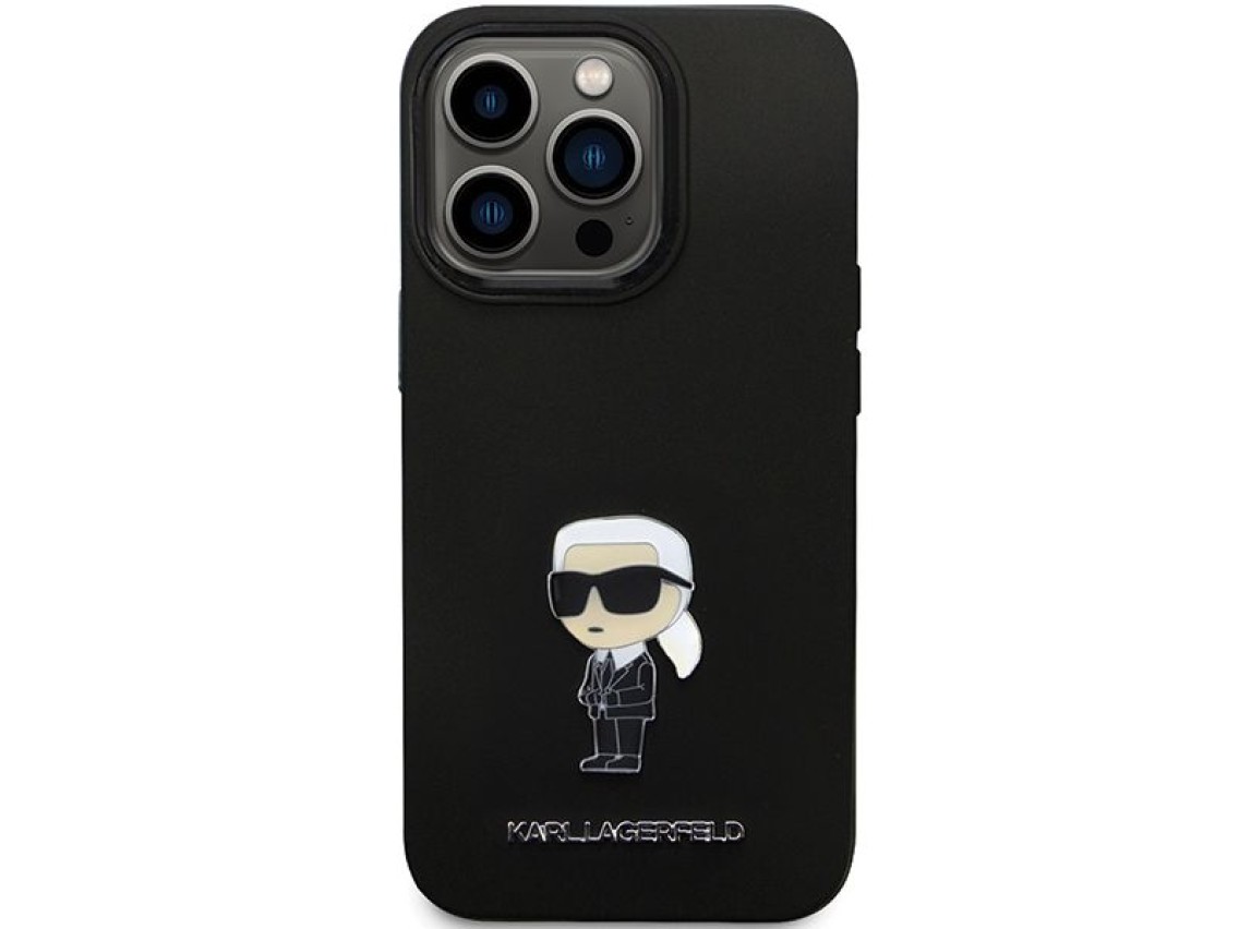 Capa Karl Lagerfeld KLHCP14XSMHKNPK para iPhone 14 Pro Max 6.7" - Silicone preto Ikonik com pino de