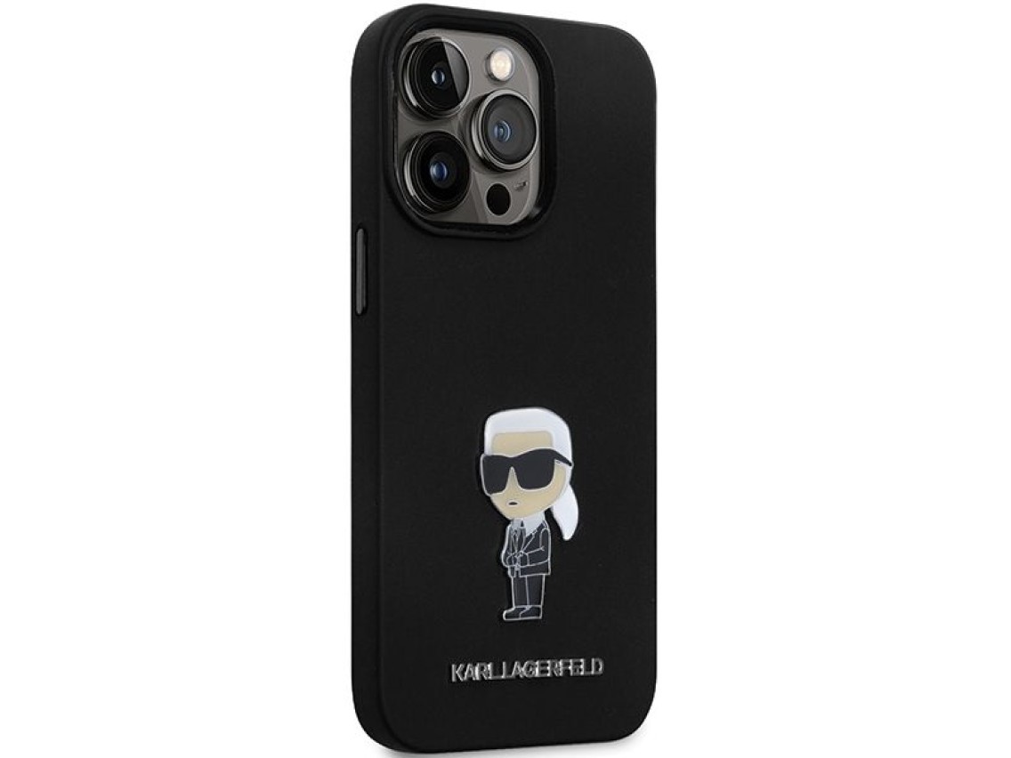 Capa Karl Lagerfeld KLHCP14XSMHKNPK para iPhone 14 Pro Max 6.7" - Silicone preto Ikonik com pino de