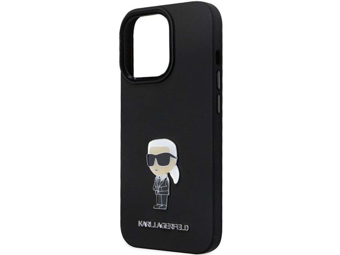 Capa Karl Lagerfeld KLHCP14XSMHKNPK para iPhone 14 Pro Max 6.7" - Silicone preto Ikonik com pino de