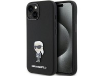 Funda de silicona Karl Lagerfeld Ikonik con pin metálico para iPhone 15 - negra Funda de silicona Karl Lagerfeld Ikonik con pin metálico para iPhone 15 - negra