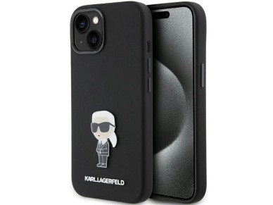 Karl Lagerfeld Silicone Ikonik Metal Pin case for iPhone 15 - black Karl Lagerfeld Silicone Ikonik Metal Pin case for iPhone 15 - black