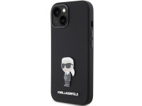 Funda de silicona Karl Lagerfeld Ikonik con pin metálico para iPhone 15 - negra Funda de silicona Karl Lagerfeld Ikonik con pin metálico para iPhone 15 - negra