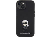 Funda de silicona Karl Lagerfeld Ikonik con pin metálico para iPhone 15 - negra Funda de silicona Karl Lagerfeld Ikonik con pin metálico para iPhone 15 - negra