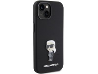 Funda de silicona Karl Lagerfeld Ikonik con pin metálico para iPhone 15 - negra Funda de silicona Karl Lagerfeld Ikonik con pin metálico para iPhone 15 - negra