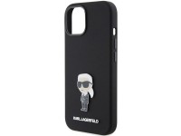 Funda de silicona Karl Lagerfeld Ikonik con pin metálico para iPhone 15 - negra Funda de silicona Karl Lagerfeld Ikonik con pin metálico para iPhone 15 - negra