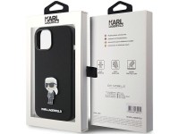 Funda de silicona Karl Lagerfeld Ikonik con pin metálico para iPhone 15 - negra Funda de silicona Karl Lagerfeld Ikonik con pin metálico para iPhone 15 - negra
