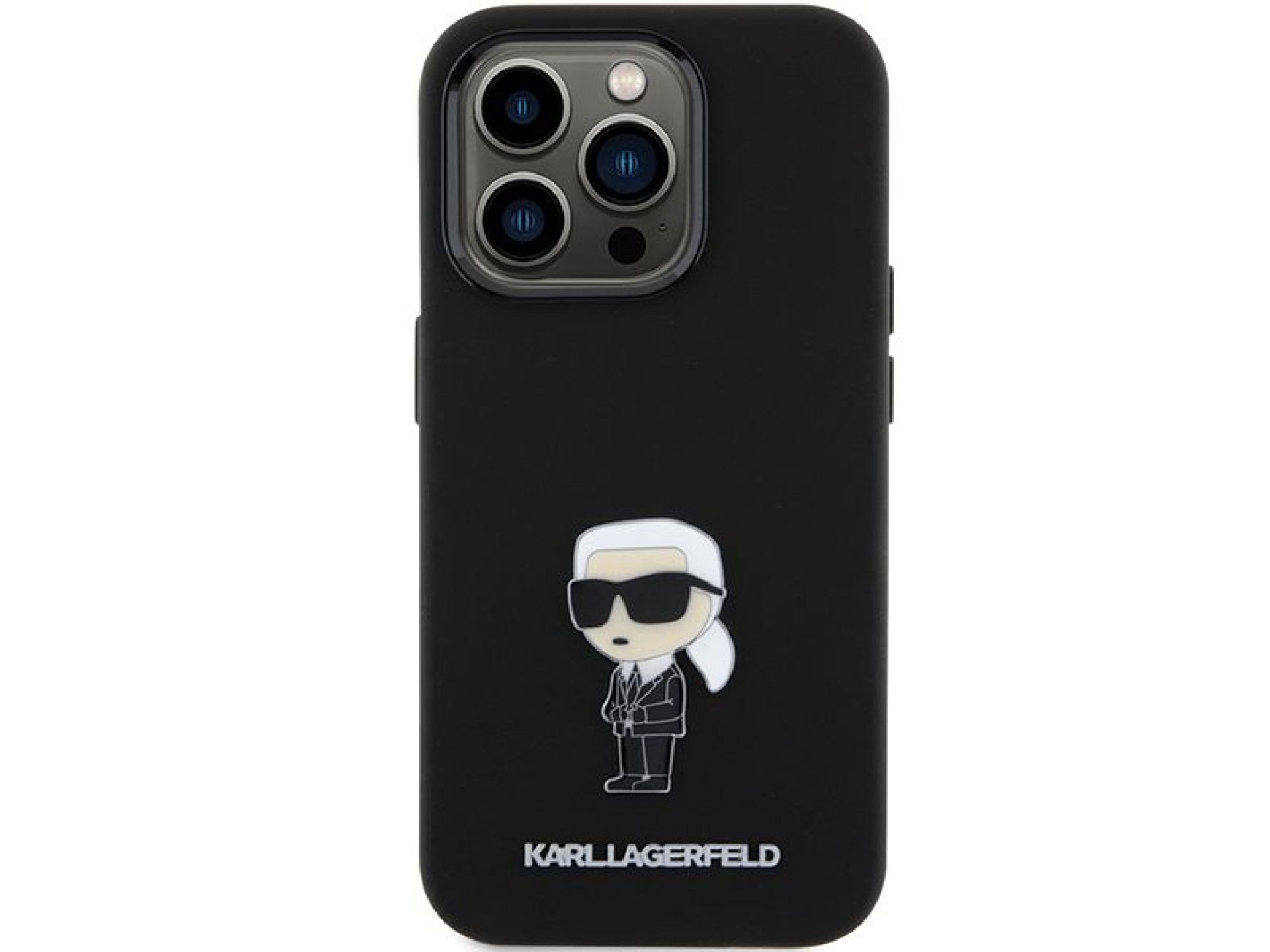 Capa Karl Lagerfeld Ikonik Metal Pin em silicone para iPhone 15 Pro - preta