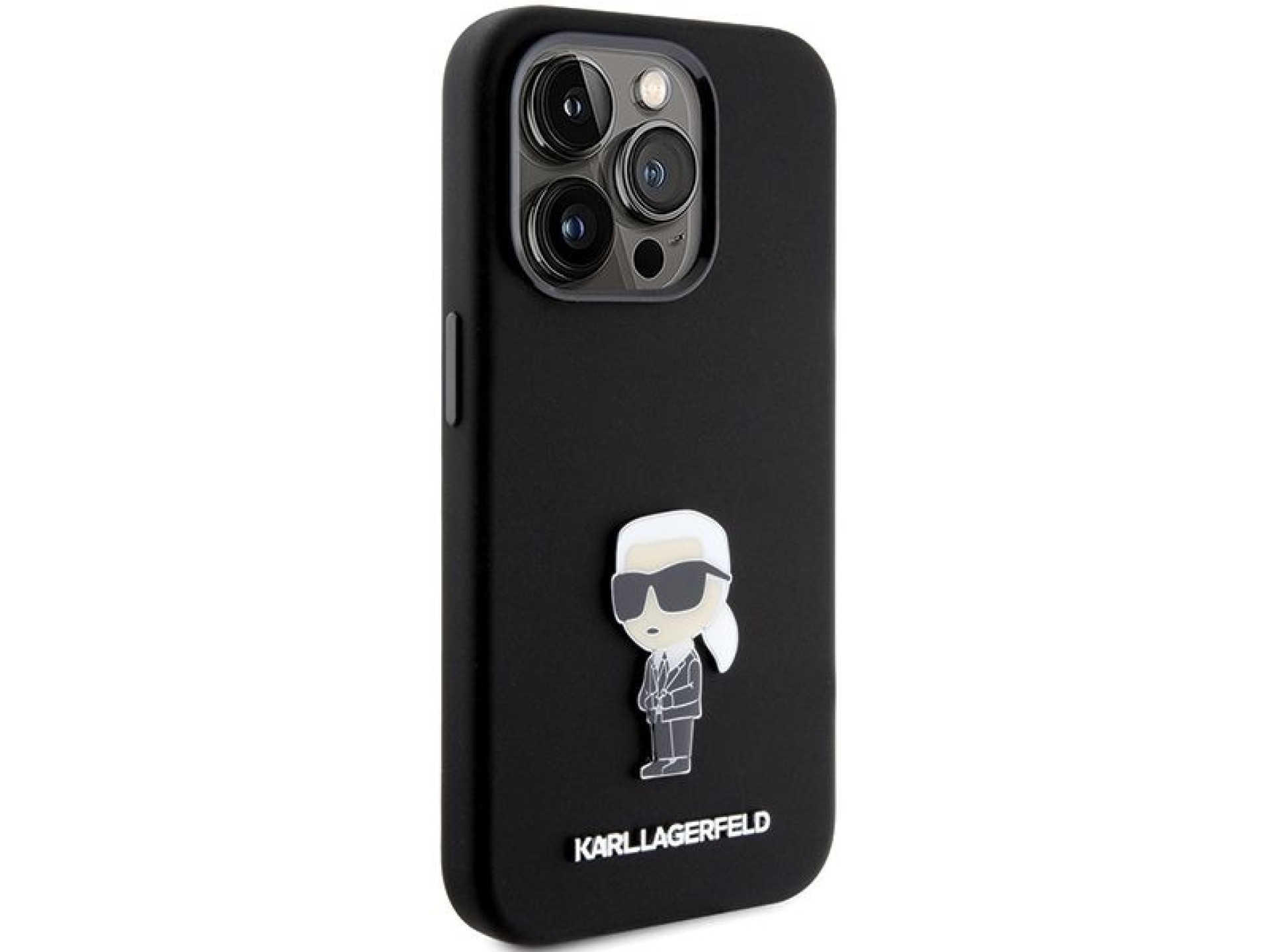 Capa Karl Lagerfeld Ikonik Metal Pin em silicone para iPhone 15 Pro - preta