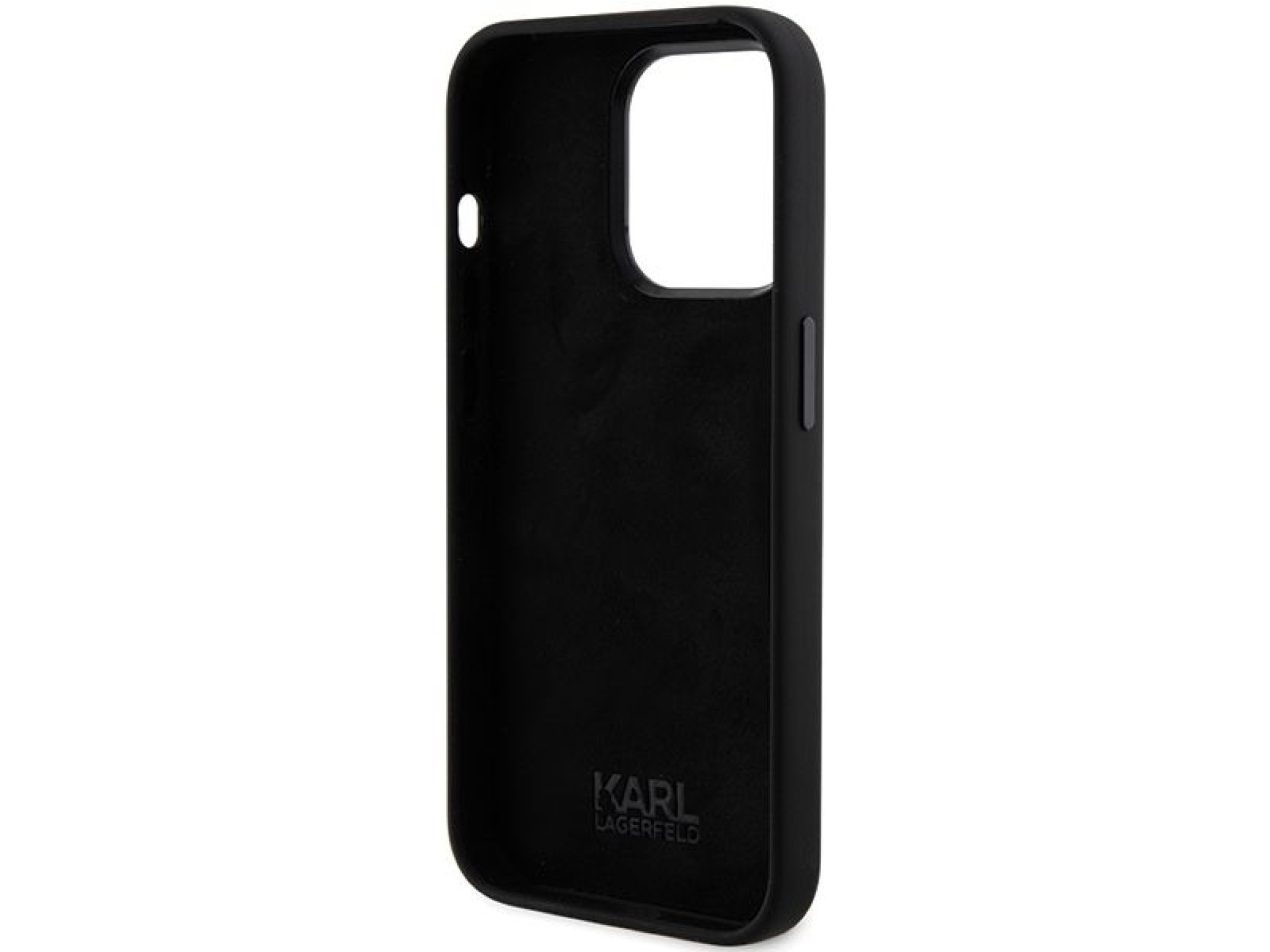 Capa Karl Lagerfeld Ikonik Metal Pin em silicone para iPhone 15 Pro - preta