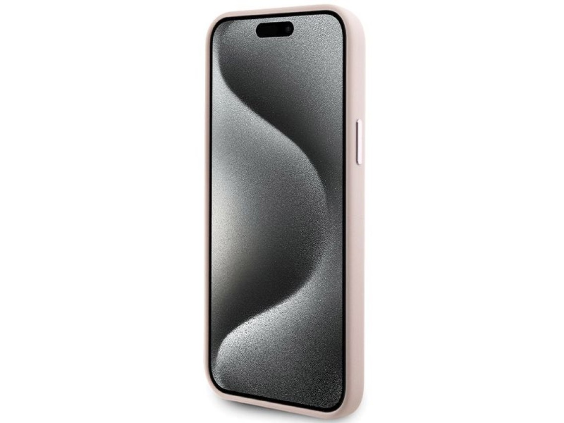 Funda de silicona Karl Lagerfeld Choupette con pin metálico para iPhone 15 Plus / 14 Plus - Rosa