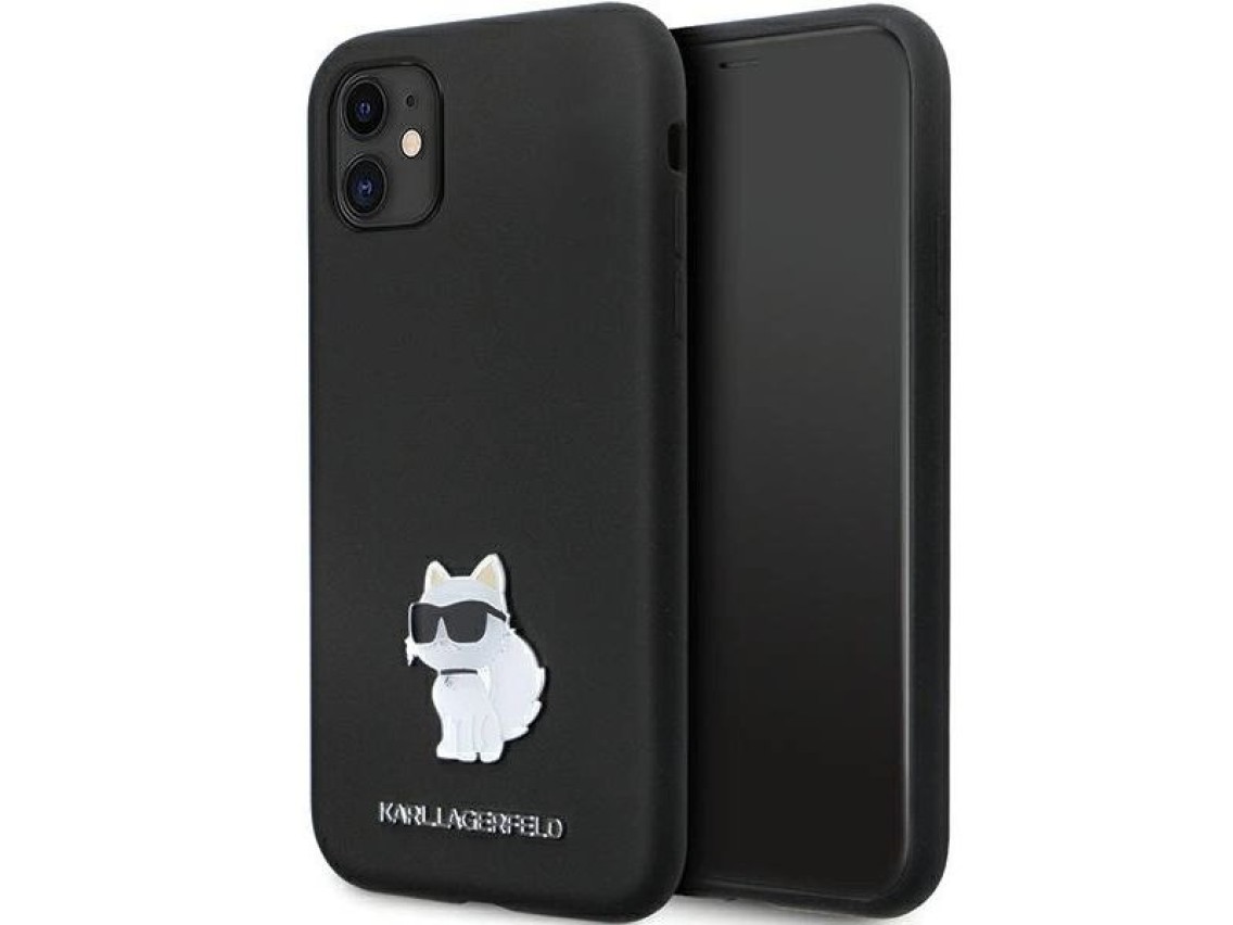 Funda Karl Lagerfeld KLHCN61SMHCNPK para iPhone 11 / Xr - Silicona negra con pasador metálico en for