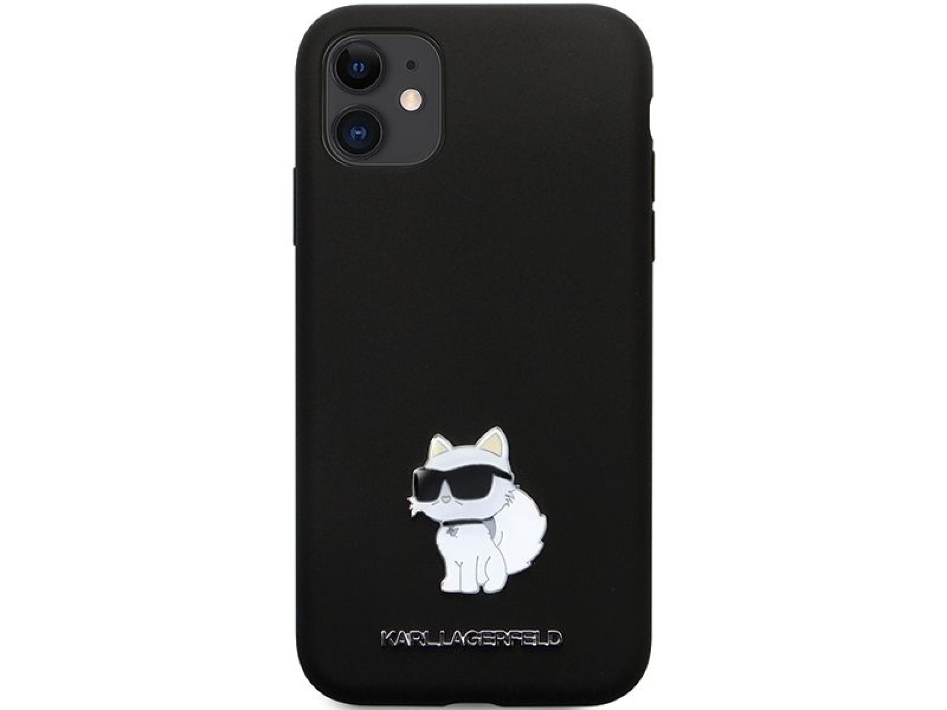 Funda Karl Lagerfeld KLHCN61SMHCNPK para iPhone 11 / Xr - Silicona negra con pasador metálico en for