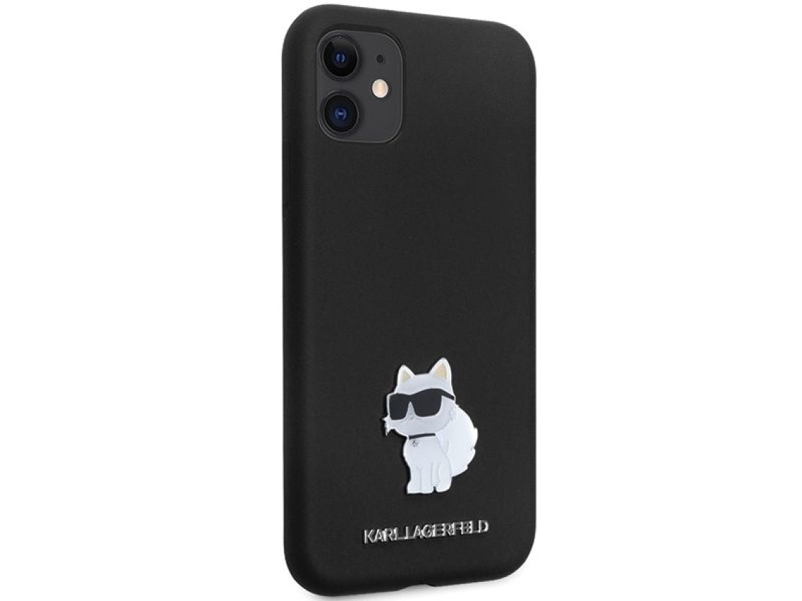 Funda Karl Lagerfeld KLHCN61SMHCNPK para iPhone 11 / Xr - Silicona negra con pasador metálico en for