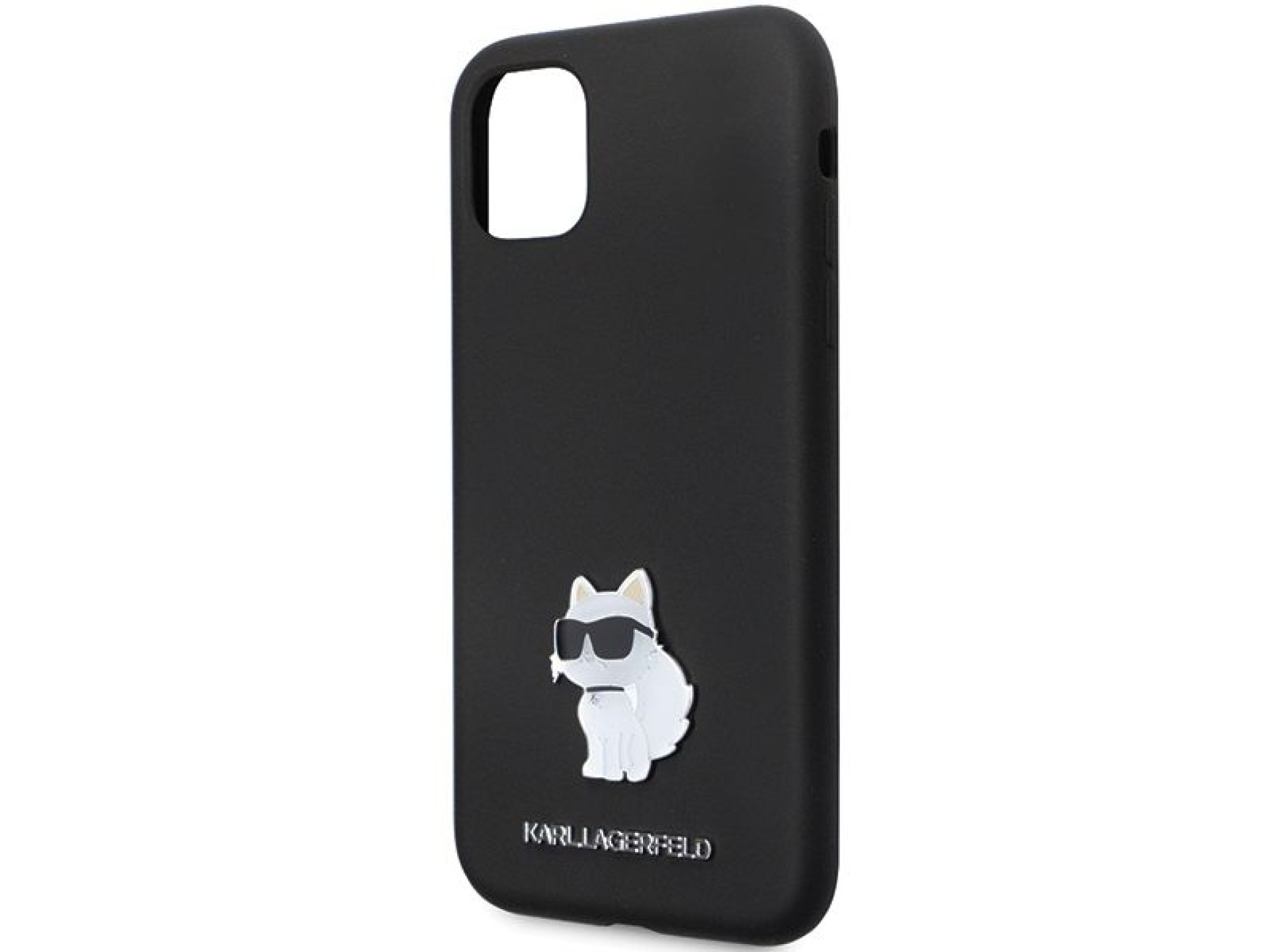 Funda Karl Lagerfeld KLHCN61SMHCNPK para iPhone 11 / Xr - Silicona negra con pasador metálico en for