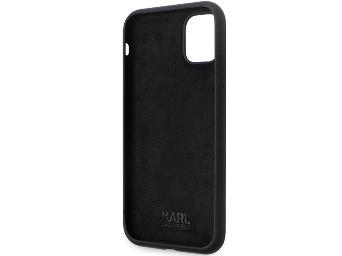 Funda Karl Lagerfeld KLHCN61SMHCNPK para iPhone 11 / Xr - Silicona negra con pasador metálico en for