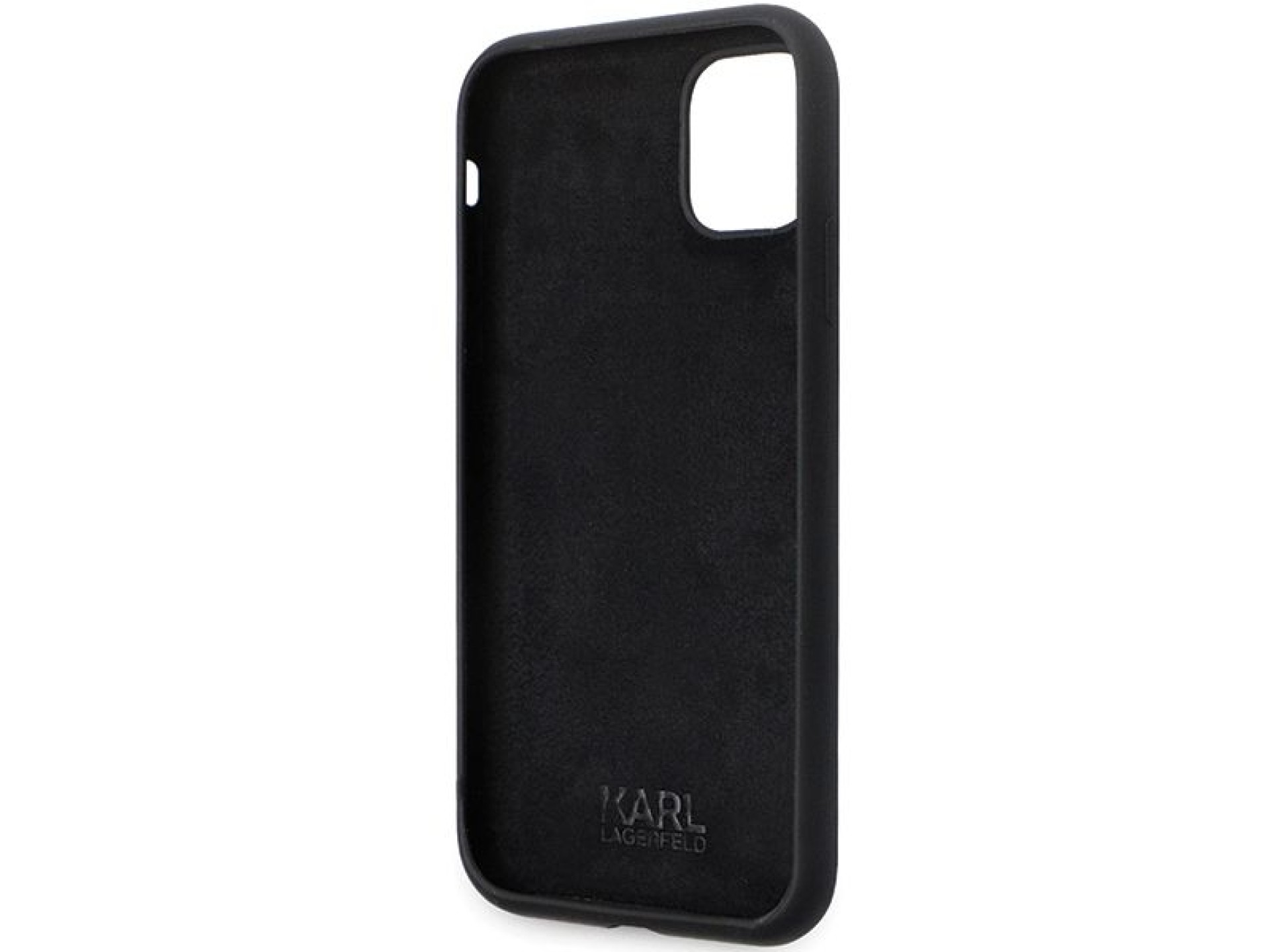 Funda Karl Lagerfeld KLHCN61SMHCNPK para iPhone 11 / Xr - Silicona negra con pasador metálico en for