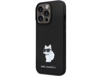 Capa Karl Lagerfeld KLHCP14LSMHCNPK para iPhone 14 Pro - Silicone preto com pino met�lico