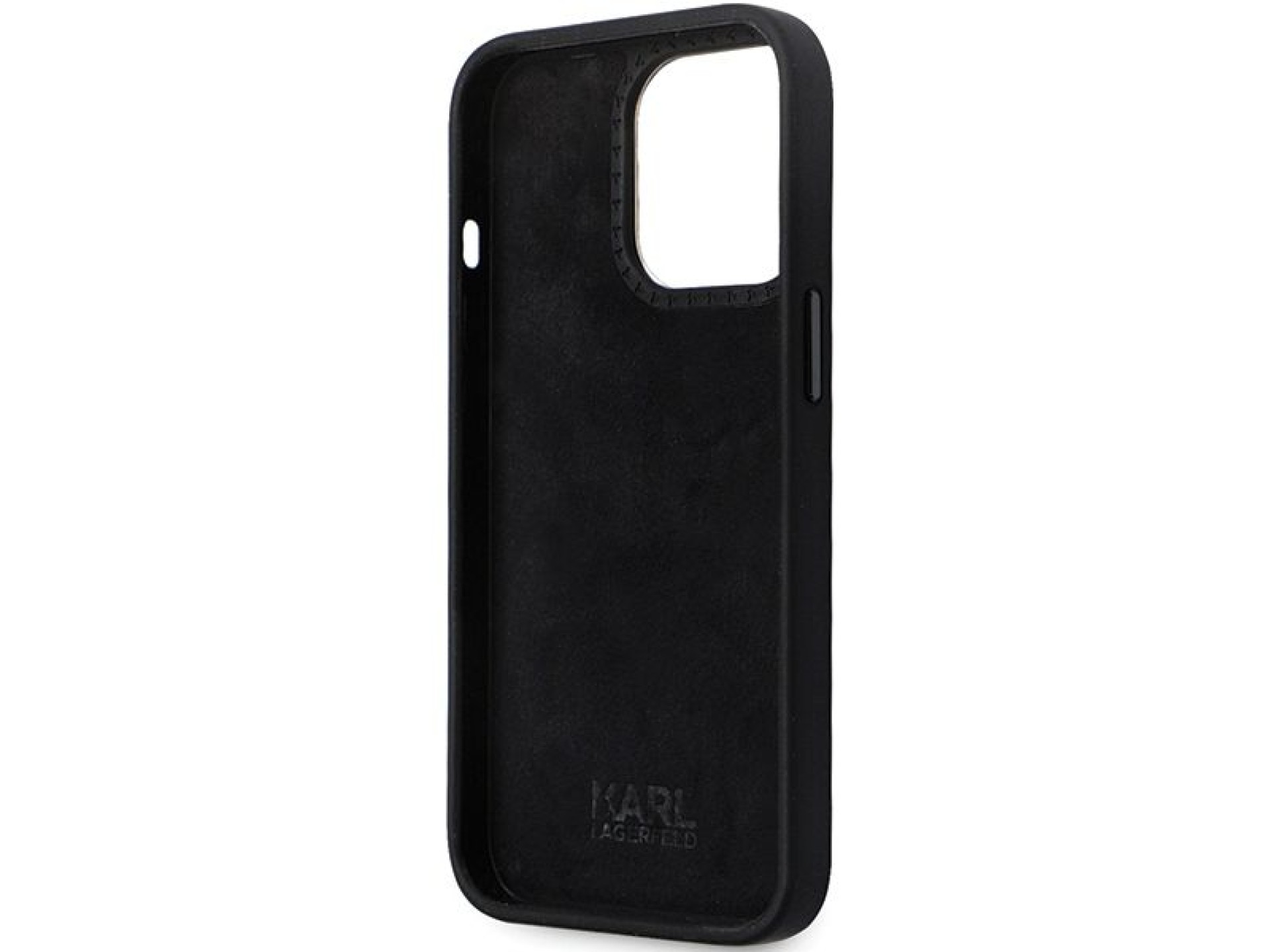 Capa Karl Lagerfeld KLHCP14LSMHCNPK para iPhone 14 Pro - Silicone preto com pino metálico