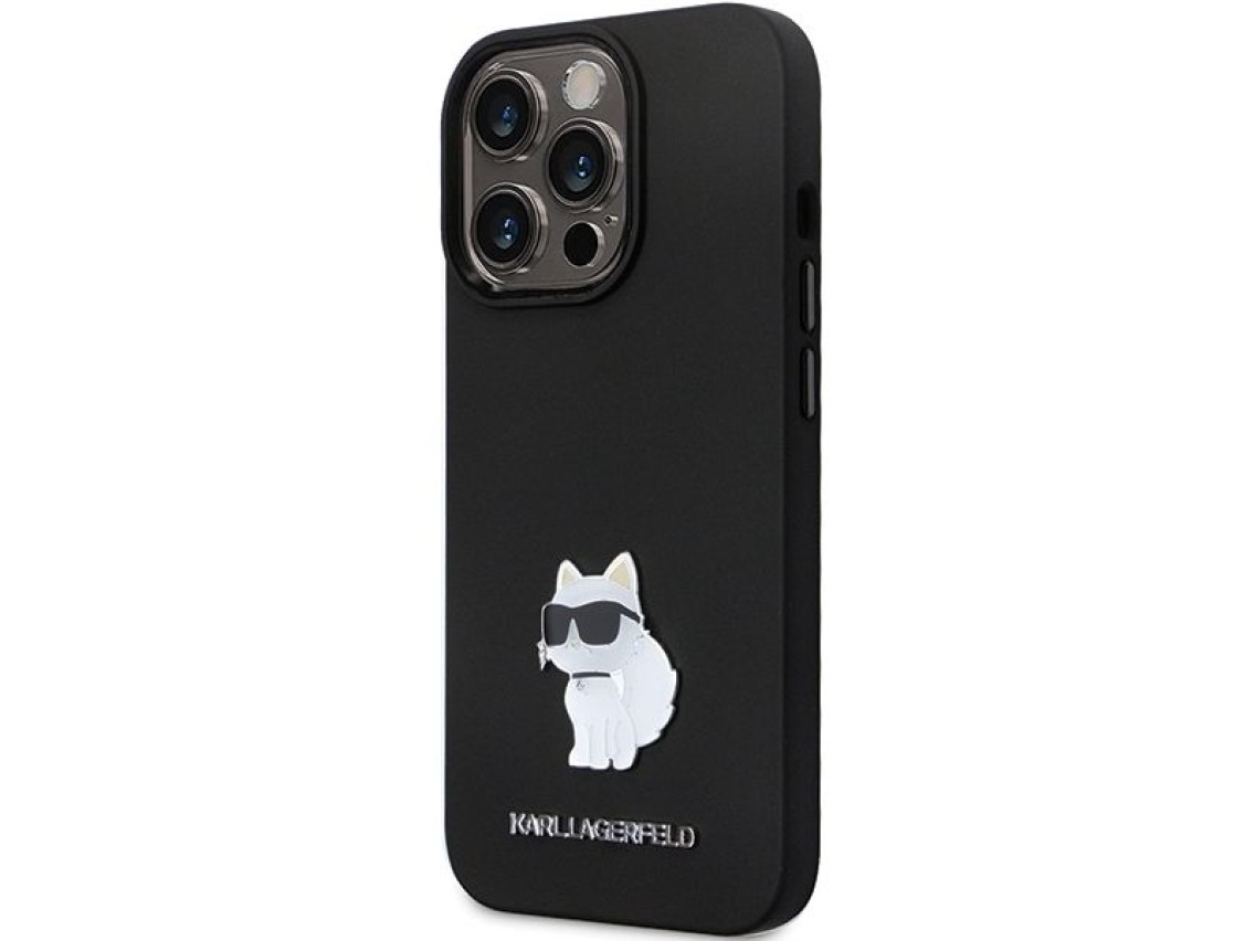Karl Lagerfeld KLHCP14XSMHCNPK case for iPhone 14 Pro Max 6.7" - black Silicone C Metal Pin
