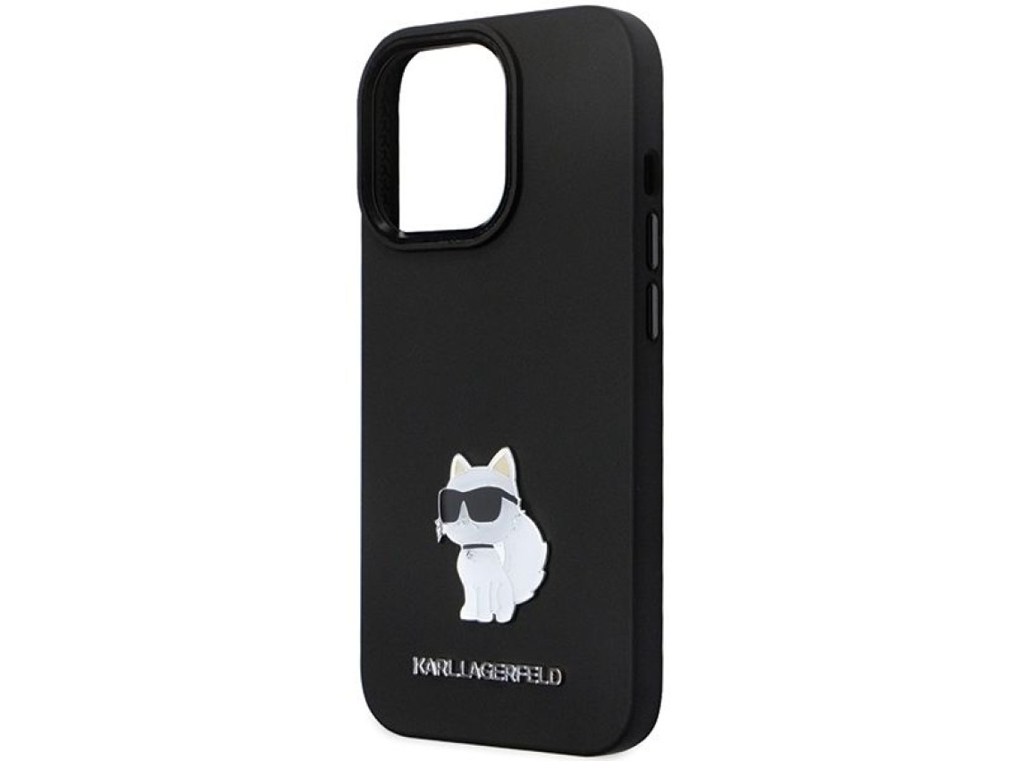 Karl Lagerfeld KLHCP14XSMHCNPK case for iPhone 14 Pro Max 6.7" - black Silicone C Metal Pin