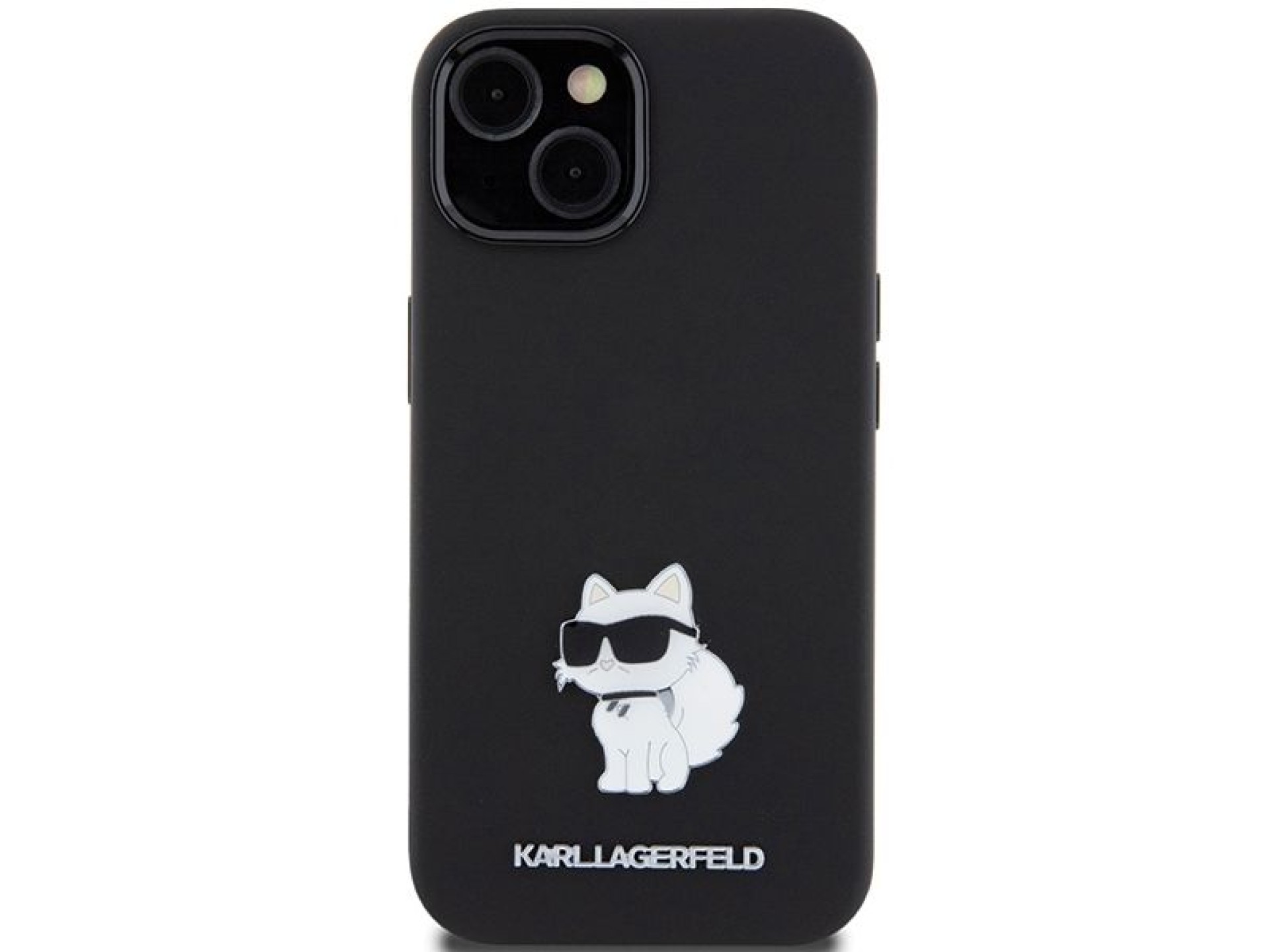Capa de silicone Karl Lagerfeld Choupette com alfinete de metal para iPhone 15 Plus / 14 Plus - pret