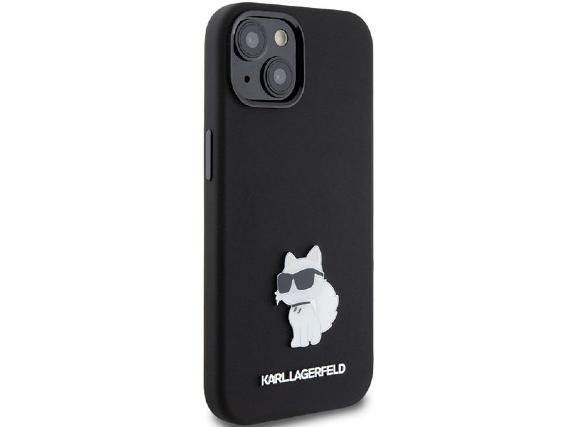 Capa de silicone Karl Lagerfeld Choupette com alfinete de metal para iPhone 15 Plus / 14 Plus - pret