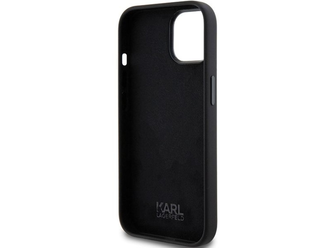 Capa de silicone Karl Lagerfeld Choupette com alfinete de metal para iPhone 15 Plus / 14 Plus - pret