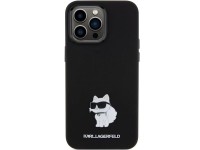 Karl Lagerfeld Silicone Choupette Metal Pin case for iPhone 15 Pro Max - black